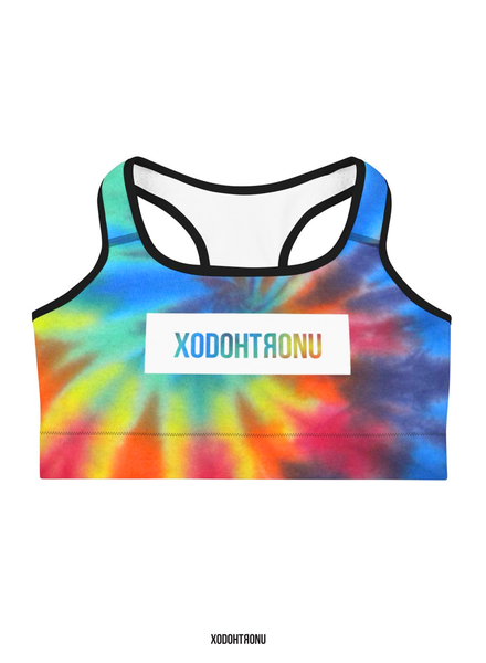 Premium Front Stamped Sports Bra - Tie Dye (Essentials)