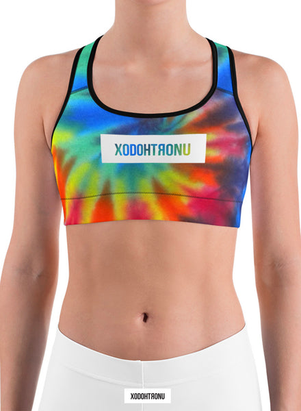 Premium Front Stamped Sports Bra - Tie Dye (Essentials)