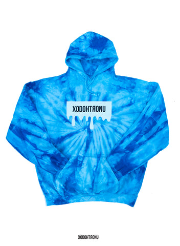 Blu Flame Drip Logo Tie Dye Hoodie (GITD logos!) [Uncommon] [VAULT]
