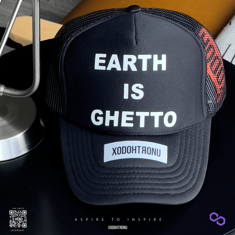 Earth Is Ghetto Trucker Hat- Space Blk GITD [GEN 1] ONLY 100 AVAILABLE!