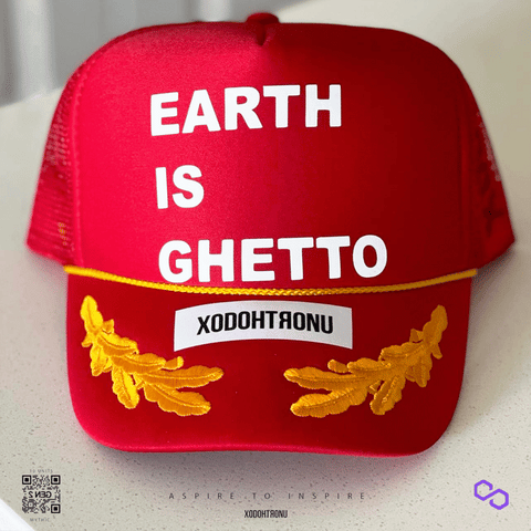 Earth Is Ghetto Trucker Hat- Lambo Red [GEN 1] ONLY 10 AVAILABLE!