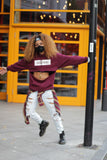 BT- Front Stamped Unfollow James Crop Hoodie Burgandy (Medium) R9