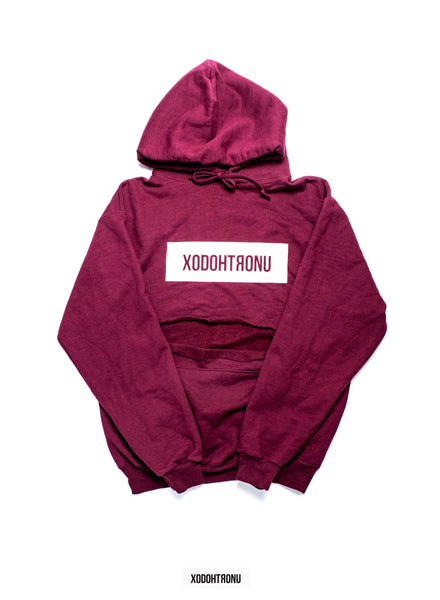 BT- Front Stamped Unfollow James Crop Hoodie Burgandy (Medium) R9