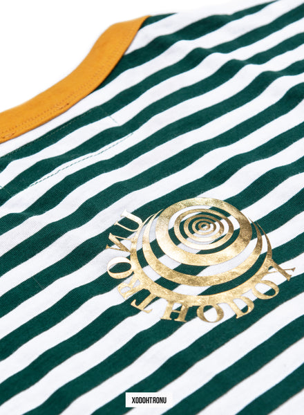 BT- Striped Green Front Stamp Tee (Small/med) R9