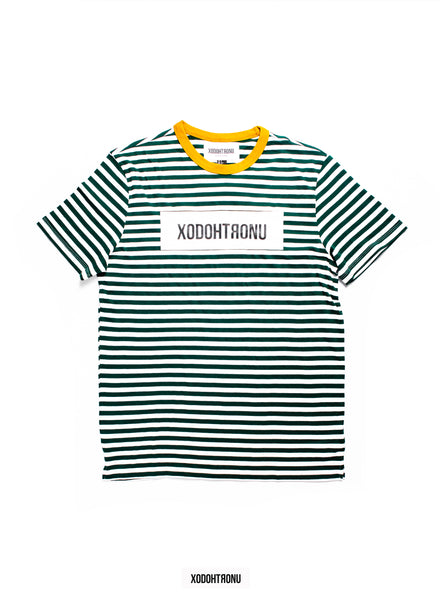 BT- Striped Green Front Stamp Tee (Small/med) R9