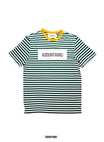 BT- Striped Green Front Stamp Tee (Small/med) R9