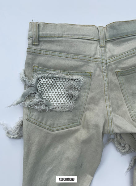 BT- Beige Lace Ripped Jeans [Size 3] R13