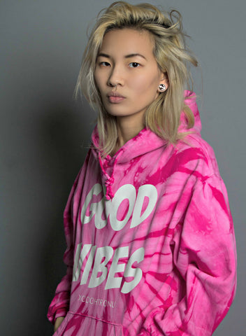 Think Pink Good Vibes Tie Dye Hoodie [Vault]