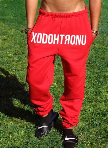 XODOHTRONU Red Front Stamped Sweatpants [Vault]